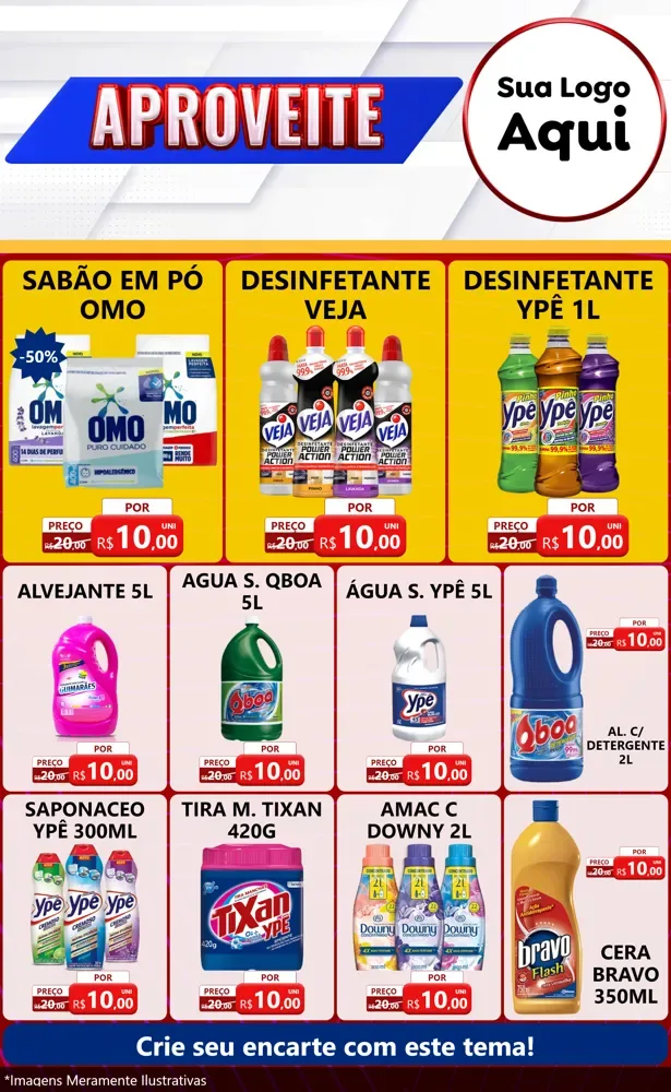 Modelo de Encarte para Encarte Grande com o tema Aproveite para Produtos de Limpeza