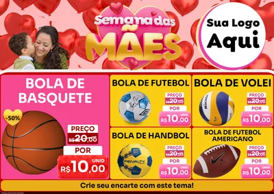 Modelo de Encarte para Encarte A4 Horizontal com o tema Semana Das Mães para Artigos Esportivos