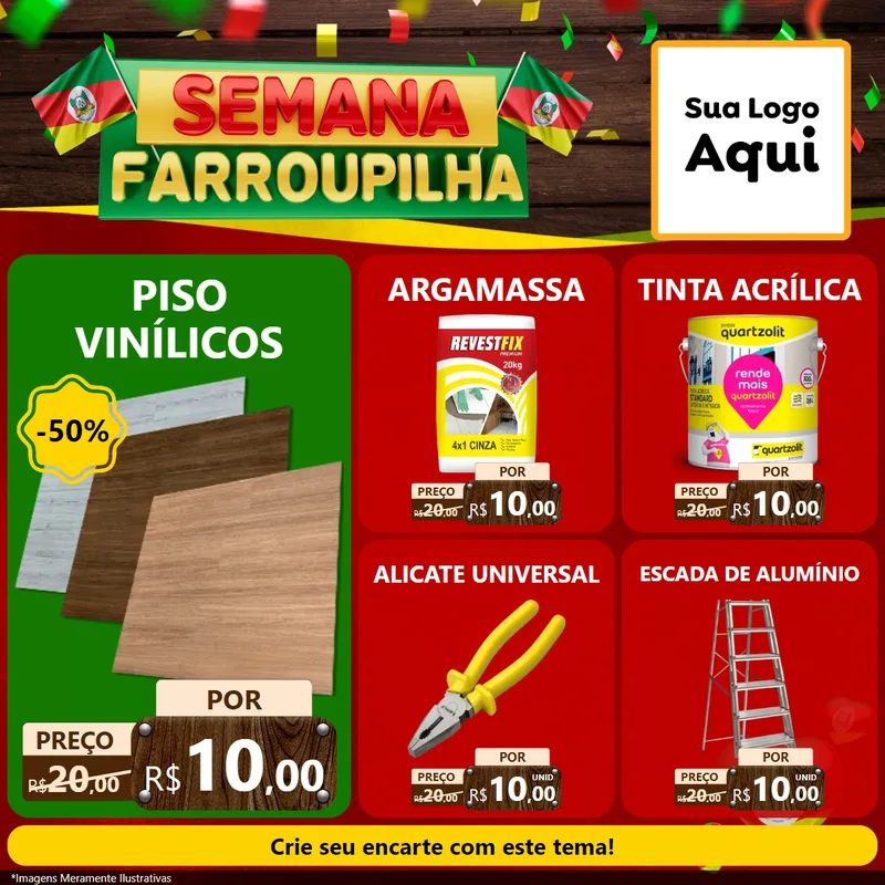 Modelo de Rede Social para Feed Facebook com o tema Semana Farroupilha para Material para Construção