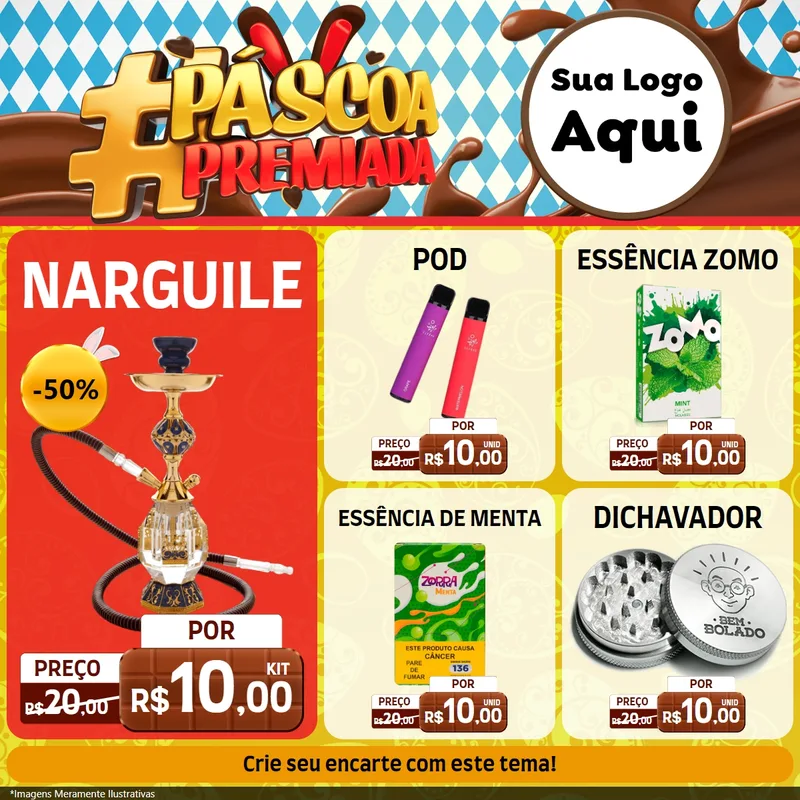 Modelo de Rede Social para Feed Facebook com o tema Páscoa Premiada para Tabacaria