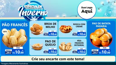 Modelo de TV para TV Horizontal com o tema Especial de Inverno para Padaria