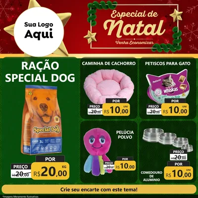 Modelo de Rede Social para Feed Facebook com o tema Especial de Natal para Pet Shop