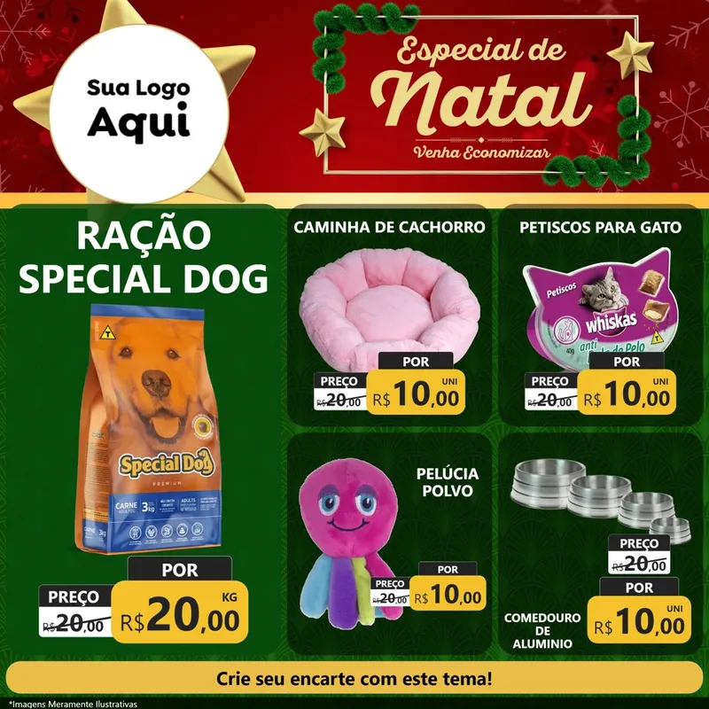 Modelo de Rede Social para Feed Facebook com o tema Especial de Natal para Pet Shop