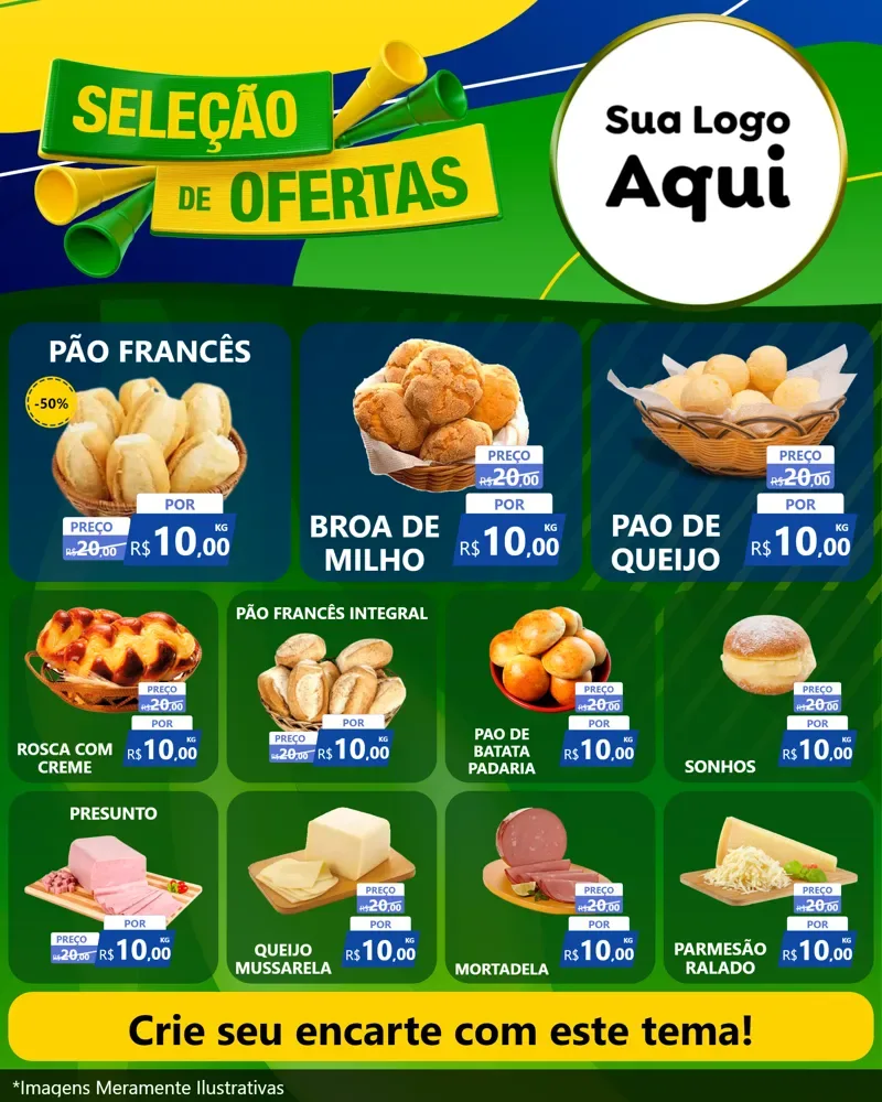 Modelo de Rede Social para Feed Instagram com o tema Seleção de Ofertas - Copa para Padaria