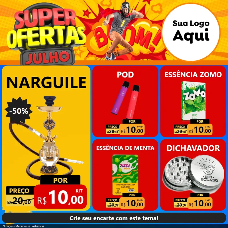 Modelo de Rede Social para Feed Facebook com o tema Super Ofertas Julho para Tabacaria