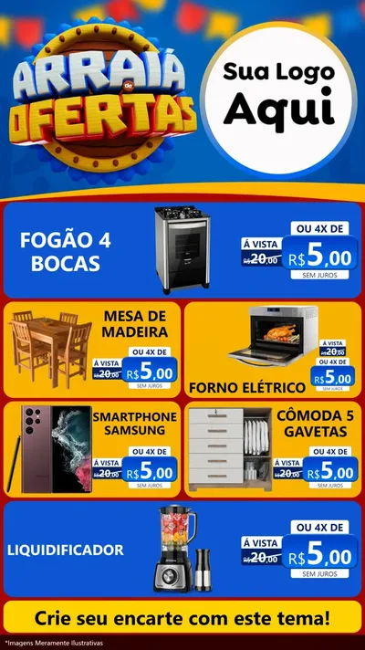 Modelo de TV para TV Vertical com o tema Arraiá de Ofertas - Junina para Móveis e Eletro