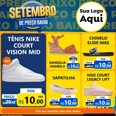 Modelo de Rede Social para Feed Facebook com o tema Setembro De Preço Baixo para Calçados