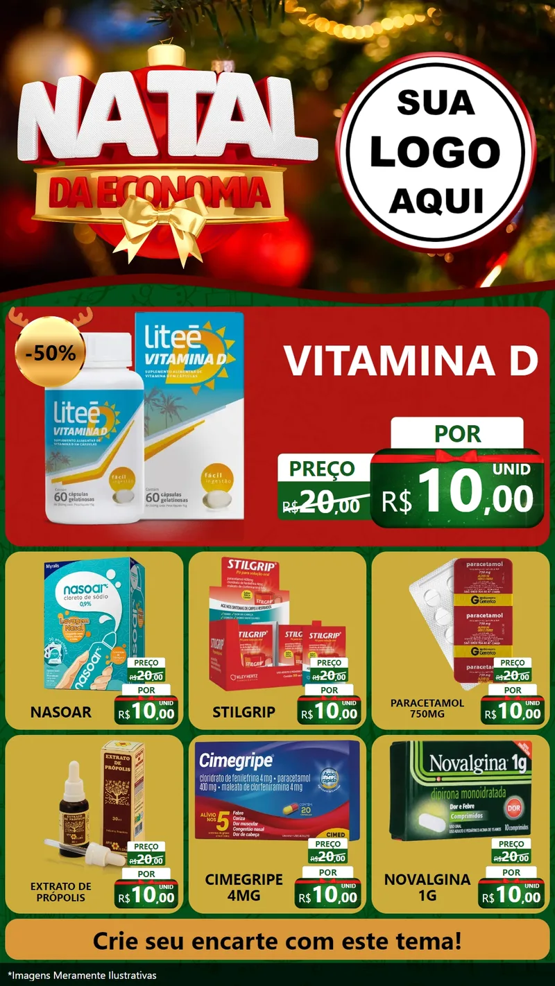 Modelo de Rede Social para Stories com o tema Natal da Economia para Farmácia