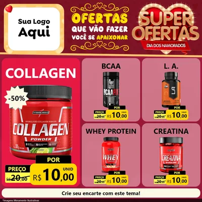 Modelo de Rede Social para Feed Facebook com o tema Dia dos Namorados para Suplementos alimentares