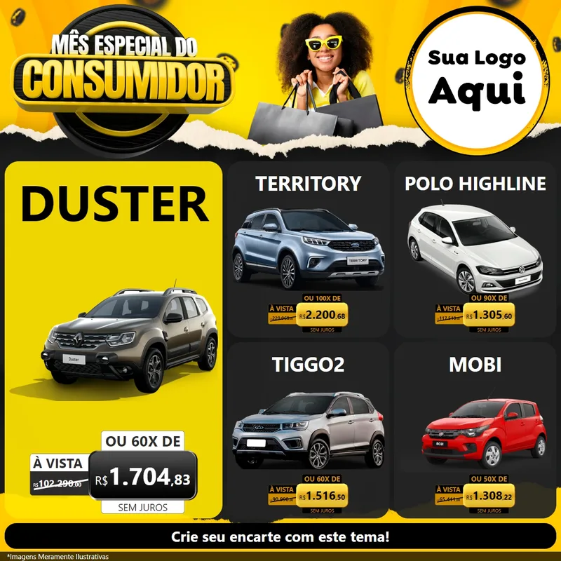 Modelo de Rede Social para Feed Facebook com o tema Mês Especial do Consumidor para Concessionaria de Carros