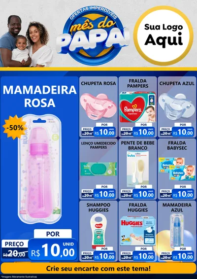 Modelo de Encarte para Encarte A4 Vertical com o tema Ofertas Imperdíveis Mês Do Papai para Bebês