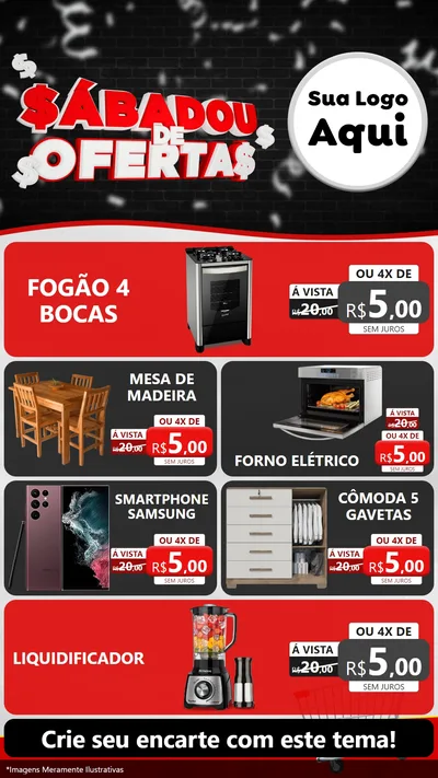 Modelo de TV para TV Vertical com o tema Sabadou de Ofertas para Móveis e Eletro