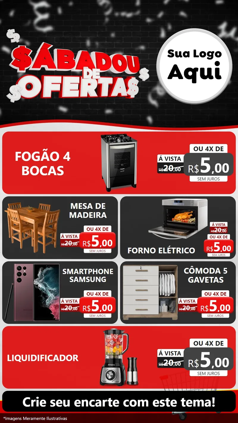 Modelo de TV para TV Vertical com o tema Sabadou de Ofertas para Móveis e Eletro