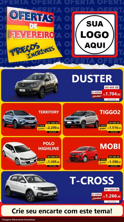 Modelo de TV para TV Vertical com o tema Ofertas de Fevereiro - Preços Incríveis para Concessionaria de Carros