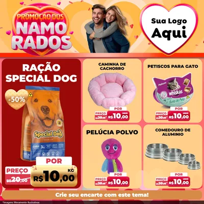 Modelo de Rede Social para Feed Facebook com o tema Promoção dos Namorados para Pet Shop