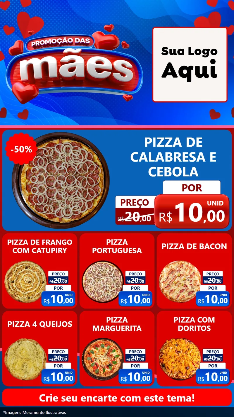 Modelo de Rede Social para Stories com o tema Promoção das Mães para Pizzaria
