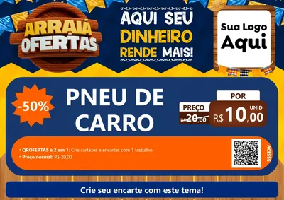 Modelo de Cartaz para Cartaz A4 Horizontal com o tema Arraiá de Ofertas - Junina para Auto peças