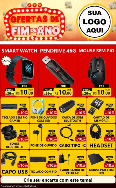 Modelo de Encarte para Encarte Grande com o tema Ofertas de Fim de Ano para Informática