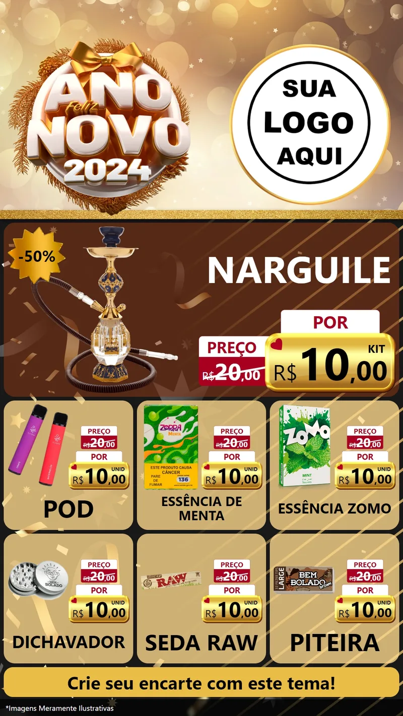 Modelo de Rede Social para Stories com o tema Feliz Ano Novo 2027 para Tabacaria