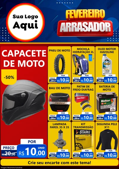 Modelo de Encarte para Encarte A4 Vertical com o tema Fevereiro Arrasador para Moto peças