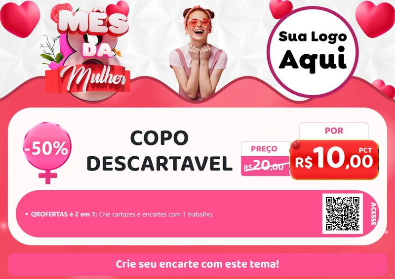 Modelo de Cartaz para Cartaz A4 Horizontal com o tema Mês da Mulher para Embalagens