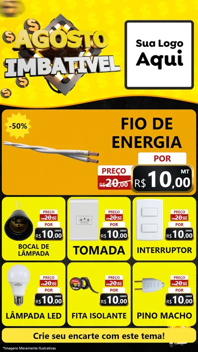 Modelo de Rede Social para Stories com o tema Agosto Imbatível para Materiais Elétricos