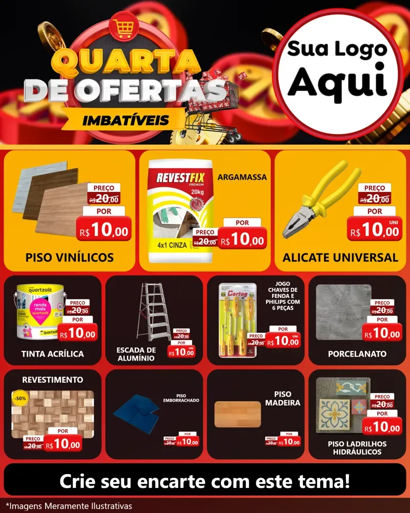 Modelo de Rede Social para Feed Instagram com o tema Quarta de Ofertas Imbatíveis para Material para Construção