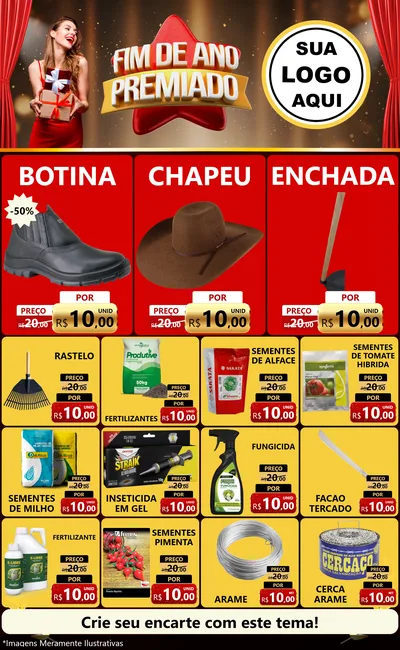 Modelo de Encarte para Encarte Grande com o tema Fim de Ano Premiado para Agropecuária