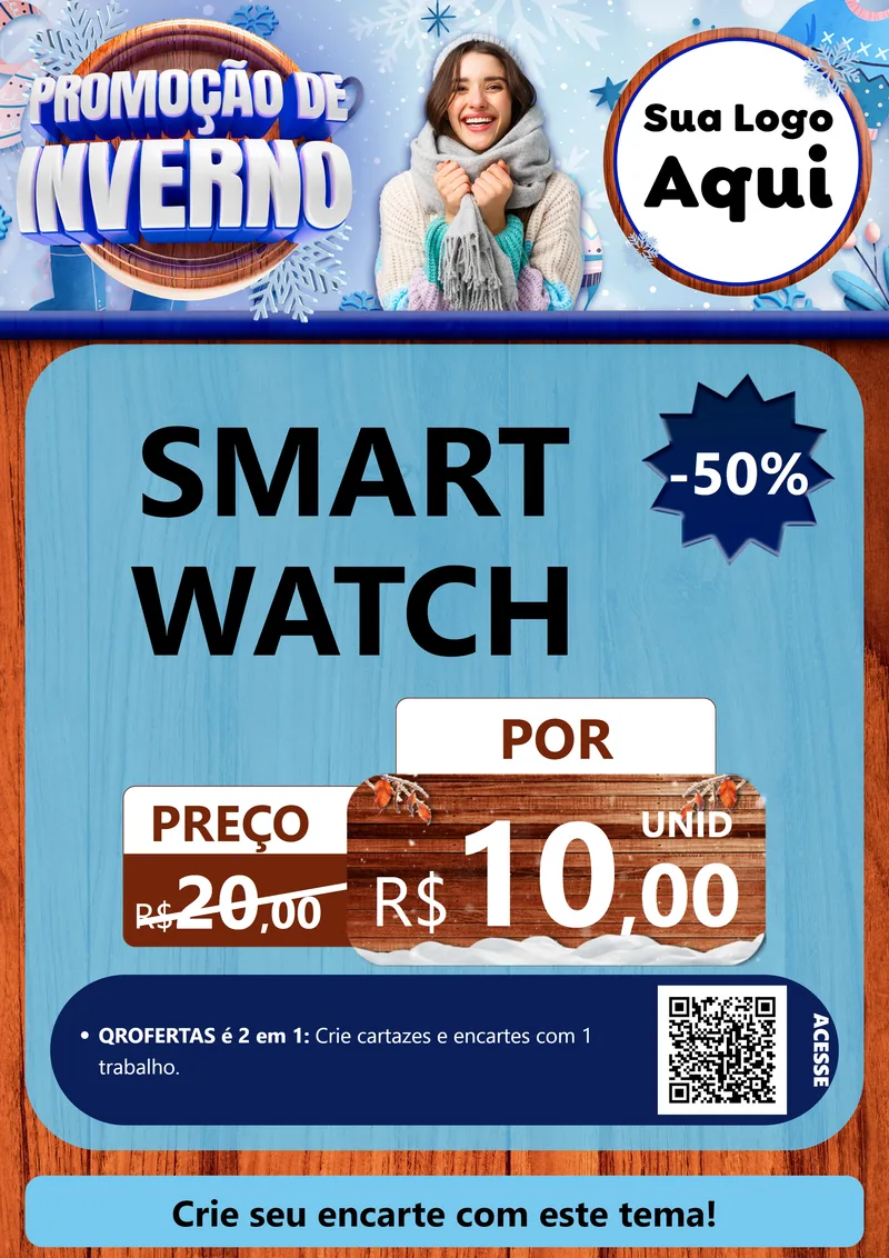 Modelo de Cartaz para Cartaz A4 Vertical com o tema Promoção de Inverno para Informática