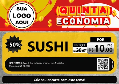 Modelo de Cartaz para Cartaz A4 Horizontal com o tema Quinta da Economia para Comida japonesa