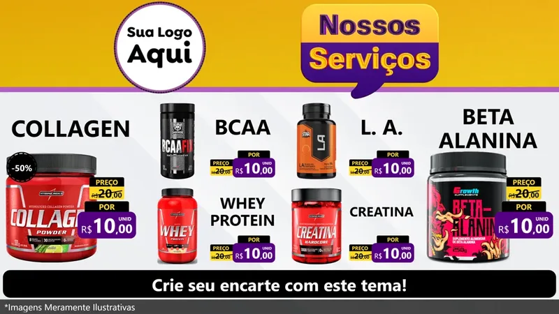 Modelo de TV para TV Horizontal com o tema Nossos Serviços para Suplementos alimentares