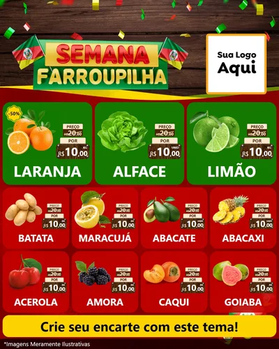 Modelo de Rede Social para Feed Instagram com o tema Semana Farroupilha para Hortifrúti