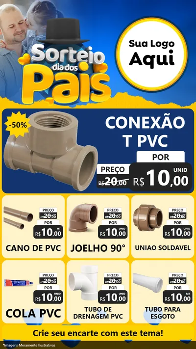Modelo de Rede Social para Stories com o tema Sorteio Dia Dos Pais para Tubos e conexões