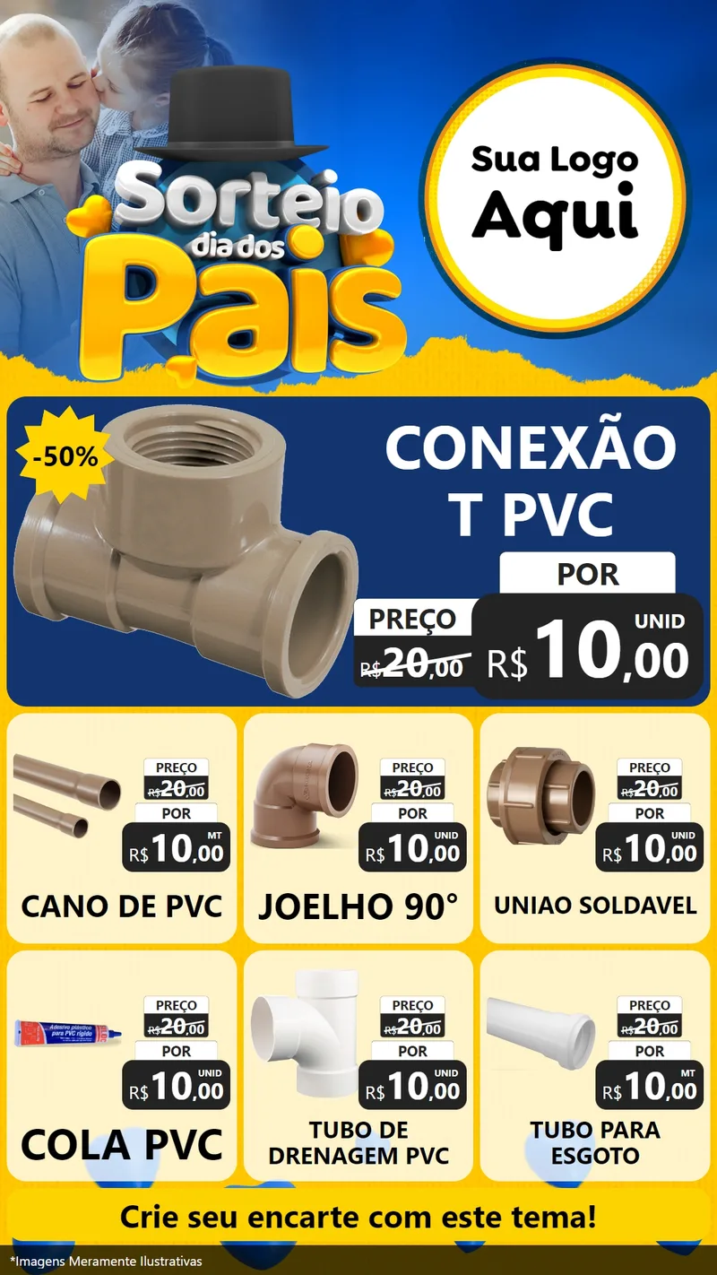 Modelo de Rede Social para Stories com o tema Sorteio Dia Dos Pais para Tubos e conexões