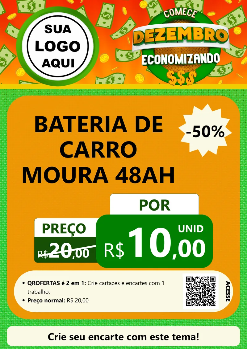 Modelo de Cartaz para Cartaz A4 Vertical com o tema Comece Dezembro Economizando para Baterias Elétricas