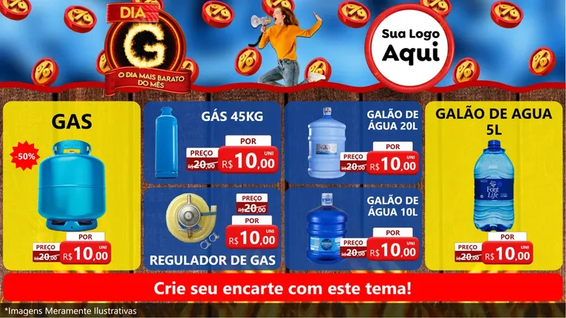 Modelo de TV para TV Horizontal com o tema Dia G - O Dia Mais Barato Do Mês para Água e gás