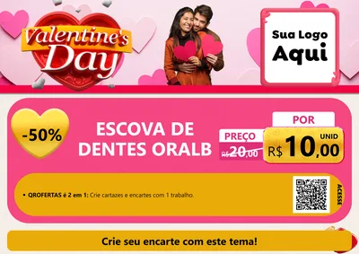 Modelo de Cartaz para Cartaz A4 Horizontal com o tema Valentine's Day para Higiene Pessoal