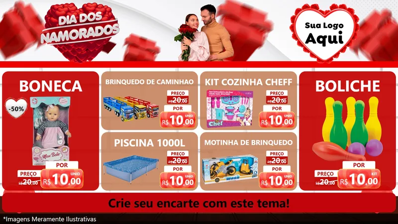 Modelo de TV para TV Horizontal com o tema Dia dos Namorados para Brinquedos