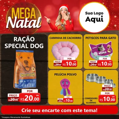 Modelo de Rede Social para Feed Facebook com o tema Mega Natal para Pet Shop