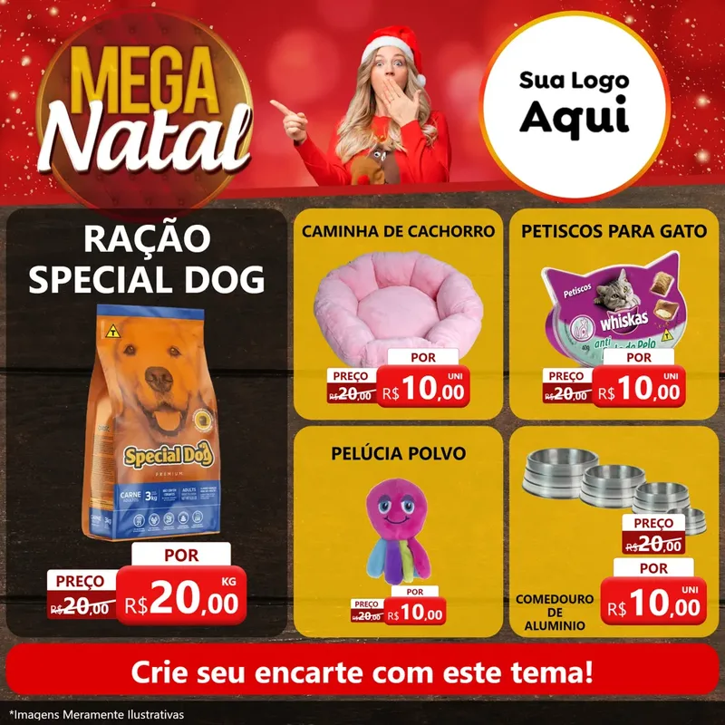 Modelo de Rede Social para Feed Facebook com o tema Mega Natal para Pet Shop