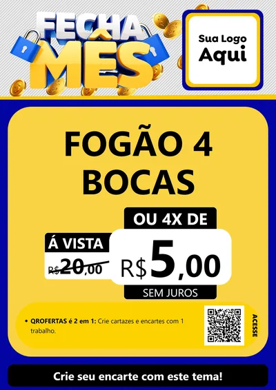Modelo de Cartaz para Cartaz A4 Vertical com o tema Fecha Mês para Móveis e Eletro