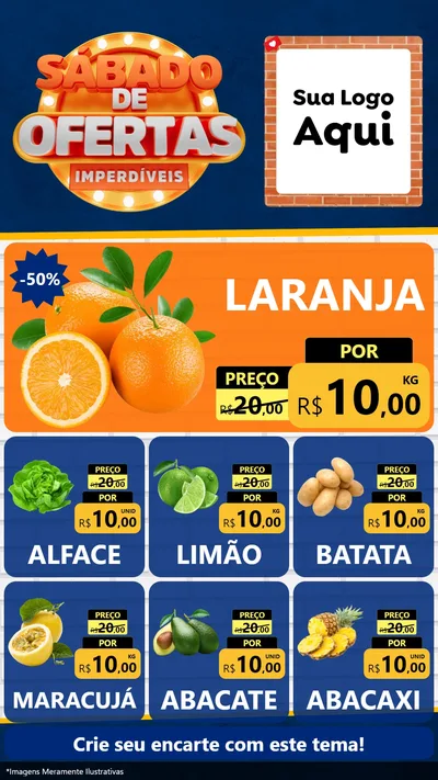 Modelo de Rede Social para Stories com o tema Sábado de Ofertas Imperdíveis para Hortifrúti
