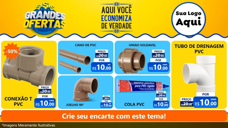 Modelo de TV para TV Horizontal com o tema Grandes Ofertas para Tubos e conexões