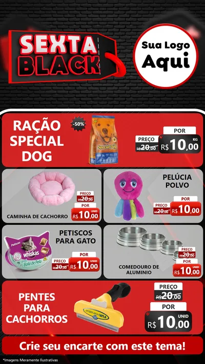Modelo de TV para TV Vertical com o tema Sexta Black para Pet Shop
