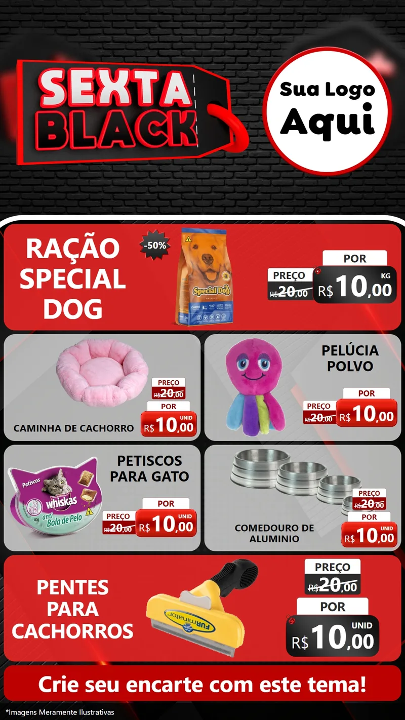 Modelo de TV para TV Vertical com o tema Sexta Black para Pet Shop