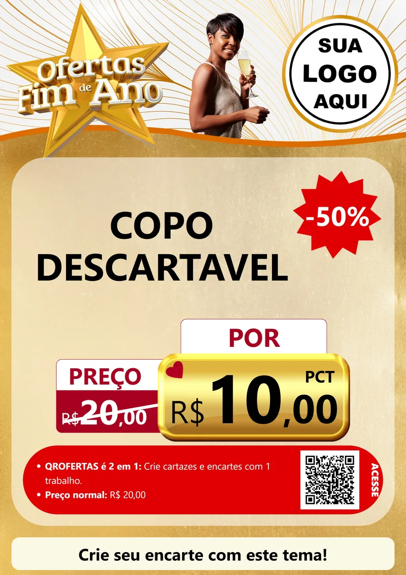 Modelo de Cartaz para Cartaz A4 Vertical com o tema Ofertas Fim de Ano para Embalagens