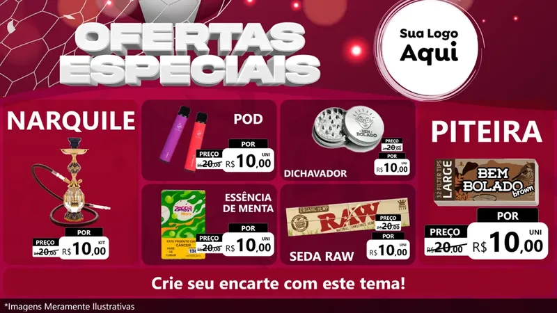 Modelo de TV para TV Horizontal com o tema Ofertas Especiais - Futebol para Tabacaria