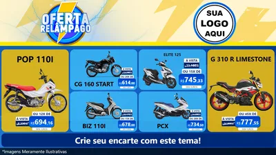 Modelo de TV para TV Horizontal com o tema Oferta Relâmpago para Concessionaria de Motos
