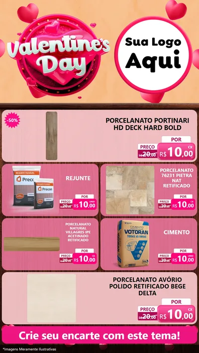 Modelo de TV para TV Vertical com o tema Valentine's Day para Pisos e revestimentos