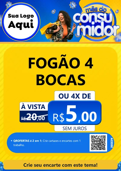 Modelo de Cartaz para Cartaz A4 Vertical com o tema Mês do Consumidor para Móveis e Eletro